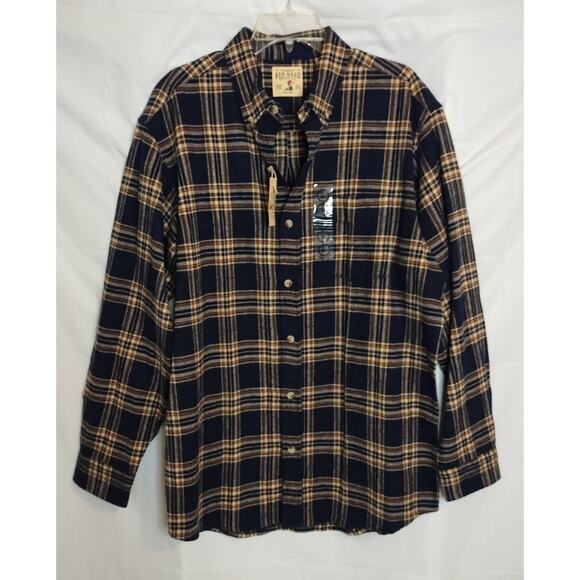 Red Head Shirt Men's Size L Navy Brown Flannel New With Tags - Picture 1 of 6